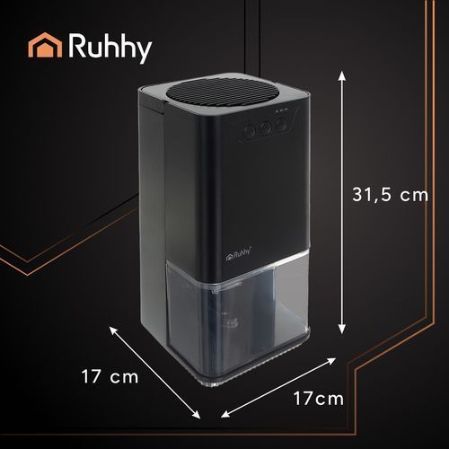 Компактний осушувач повітря RUHHY Black з LED-підсвіткою та таймером 1400 мл 26494 фото