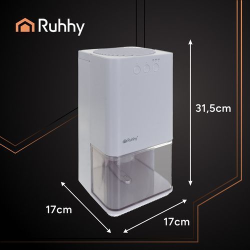 Компактний осушувач повітря RUHHY з LED-підсвіткою та таймером 1400 мл білий 26495 фото
