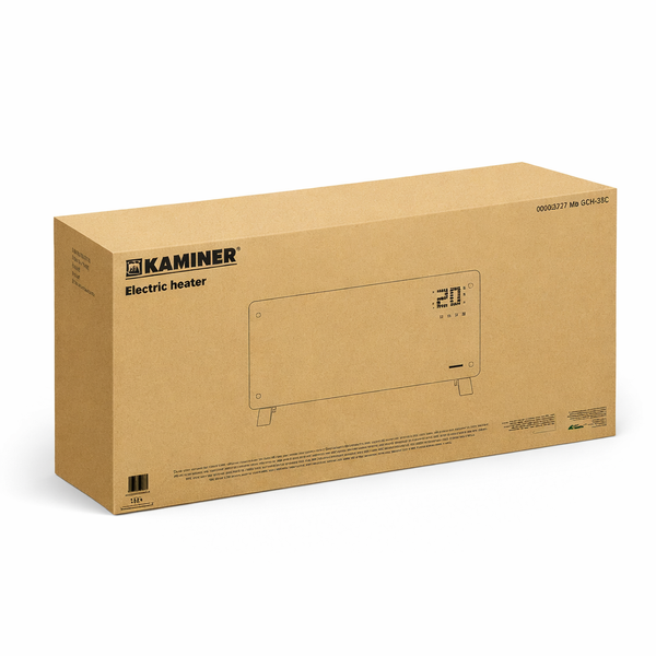Електричний скляний обігрівач Kaminer Zelva 2500W WiFi Smart Life чорний 26572 фото