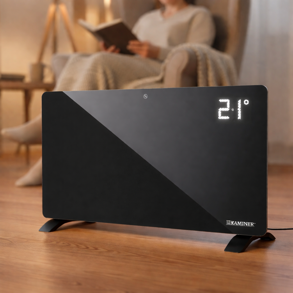 Електричний скляний обігрівач Kaminer Zelva 2500W WiFi Smart Life чорний 26572 фото